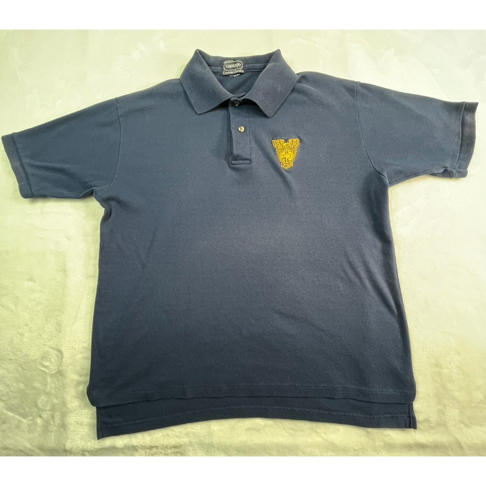 VTG USNA Class of 1961 Polo Shirt Vantage‎ Custom Classics Blue Naval Academy